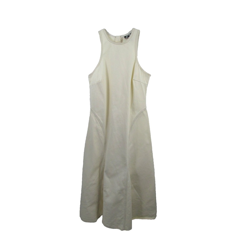 NWOT FUTURE COLLECTIVE Maxi Racerback Denim Dress Women Size 4 Ivory Sleeveless